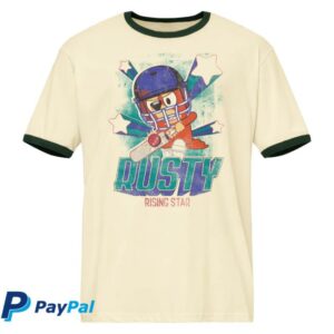 Bbc Shop Merch Bluey Adults Ringer T-Shirt Rusty Rising Star