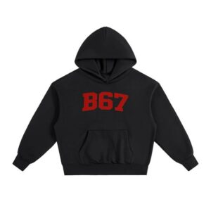 kenny Bsixtyseven Merch Store B67 Heavyweight Fleece Hoodie Black On Red Edition