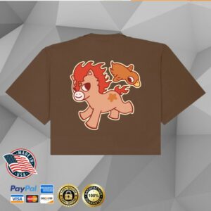 kenny Chunky Merch Chunky Fire Horse And Duck Ya Cropped T Shirt Brown1