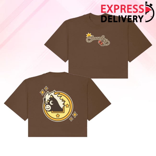 kenny Chunky Merch Chunky Lucky Horse Coin Cropped T Shirt Brown0 kenny Chunky Merch Chunky Lucky Horse Coin Cropped T Shirt Brown0