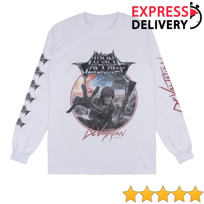 kenny Disaster Records Merch Store Iron Voltage Devastation Wh Long Sleeve Shirts