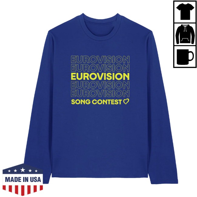 kenny Eurovision Song Contest Merch Store Repeat Logo Long Sleeve Shirt Blue kenny Eurovision Song Contest Merch Store Repeat Logo Long Sleeve Shirt Blue