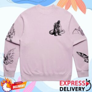 kenny Godzilla Merch Store Godzilla Kaiju Print Sweatshirt Light Pinks