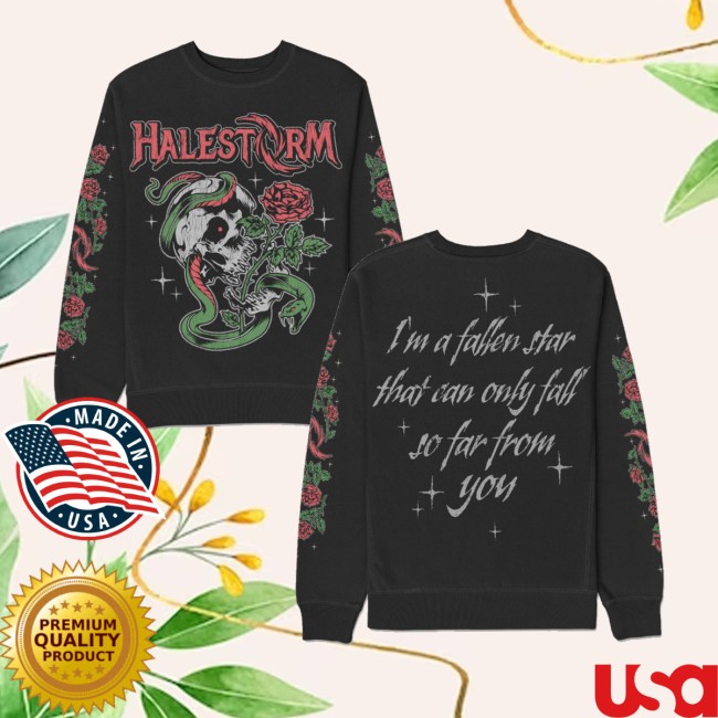 Halestorm Merch Store Fallen Star Crewneck Sweatshirt Black 5 Halestorm Merch Store Fallen Star Crewneck Sweatshirt Black