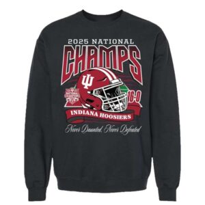 kenny Indiana University Merch Shop Indiana Hoosiers 2025 National Champs Helmet Crewneck
