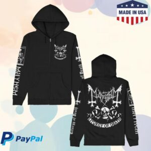 Mayhem Store Merch Omega Skull Zip Up Hoodie Black