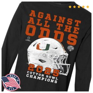kenny Miami Team Merch Shop Store Something Inked Miami Hurricanes Black Against All The Odds Cotton Bowl Champs Long Sleeve T Shirte