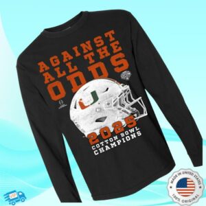 kenny Miami Team Merch Shop Store Something Inked Miami Hurricanes Black Against All The Odds Cotton Bowl Champs Long Sleeve T Shirts