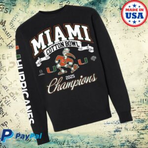 kenny Miamihts Merch Store Something Inked Miami Hurricanes Black College Football Playoff Cotton Bowl Champions Crewa