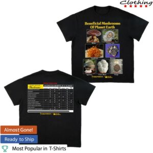 kenny Online Ceramics Merch Beneficial Mushrooms Of Planet Earth Black Tee0
