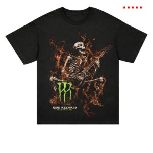 Rise Records Merch Store Monster Skeleton Black Shirt