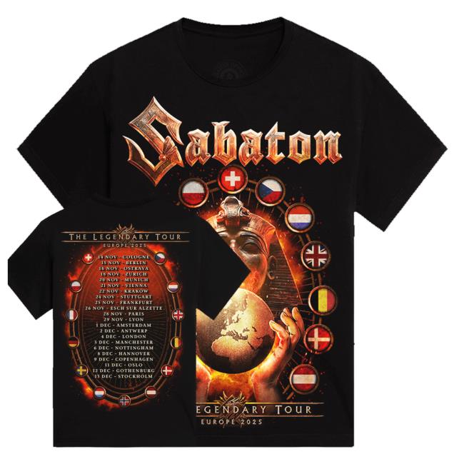 Sabaton Merch Shop Flags Of Europe 2025 Tour T-Shirt 3 Sabaton Merch Shop Flags Of Europe 2025 Tour T-Shirt