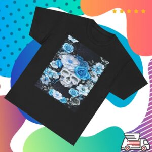 kenny Skull Action Merch Blue Skull Blooms Tee0