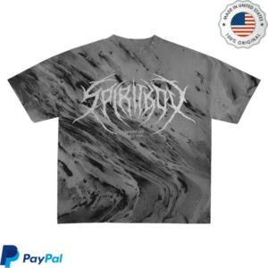 Tsunami Sea Merch Death Metal Logo Silver Glitter Print Grey Marble Tie Dye T-Shirt