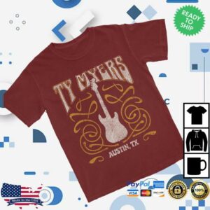 kenny Ty Myers Merch Shop Red Guitar Logo Tees