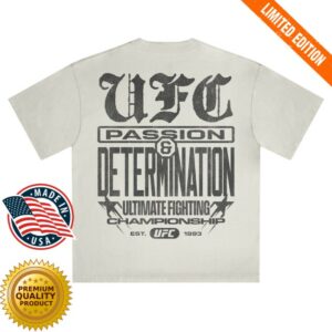 kenny Ufc Store Merch Men's Cream Ufc Passion And Determination T Shirt