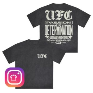 kenny Ufc Store Merch Men's Heather Black Ufc Passion And Determination Snow Wash T Shirt1