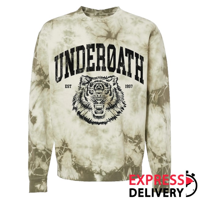 Underoath Merch Tiger Tie-Dyed Crewneck 2 Underoath Merch Tiger Tie-Dyed Crewneck