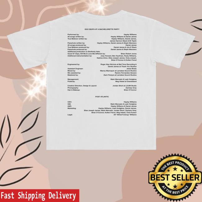 Hayley Williams Merch Shop Credits Tee 4 Hayley Williams Merch Shop Credits White Tee