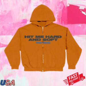 Billie Eilish Merch Shop Hit Me Hard And Soft The Tour Orange Dateback Zip Hoodie