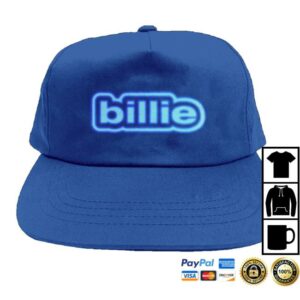 Billie Eilish Store Merch Billie Blue Flat Brim Snapback