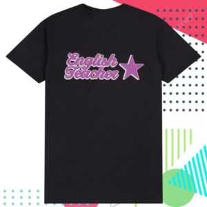 English Teacher Shop Merch Pink Logo Black T-Shirt