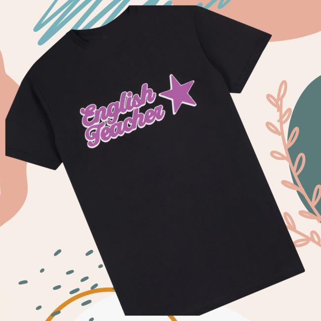 English Teacher Shop Merch Pink Logo Black T-Shirt 3 English Teacher Shop Merch Pink Logo Black T-Shirt