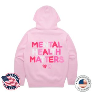 Happiness Project Merch Store Mental Health Matters Heart Hoodie Pink