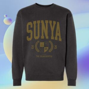 Cave & Canary Goods Merch Shop Sunya Collegiate Faded Black Crewneck