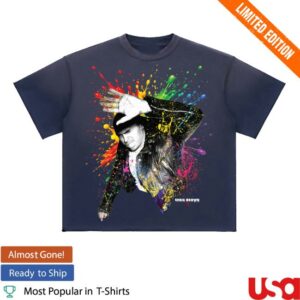 Chris Brown Merch Store F.A.M.E. 15Th Anniversary Splatter Sun Fade Raw Edge Shirt