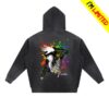 Chris Brown Merch Store F.A.M.E. 15Th Anniversary Splatter Washed Frayed Fleece Hoodie