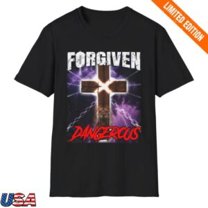 Christian Faith Apparel Merch Shop Store Forgiven & Dangerous Christian Lion Cross Tee