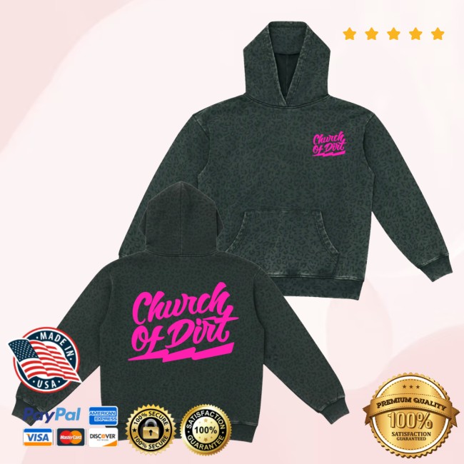 Church Of Dirt Merch Store Vintage Black Leopard Pink Bolt Hoodie 4 Church Of Dirt Merch Store Vintage Black Leopard Pink Bolt Hoodie