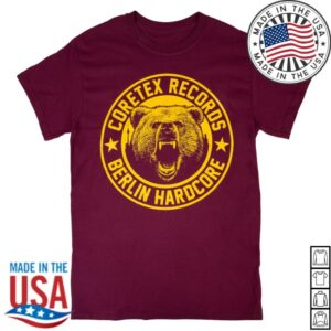 Coretex Records Merch Store Coretex Bear T-Shirt Burgundy Yellow