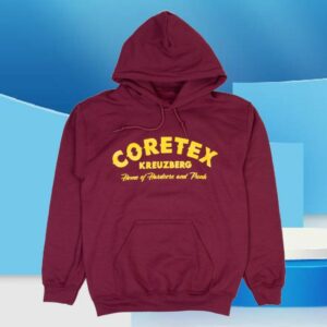 Coretex Records Merch Store Coretex Nails Hoodie Burgundy Yellow