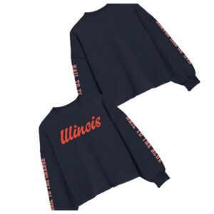 Gameday Spirit Store Merch Shop Prof Illinois Sweatshirt Navy Script Mini Crop