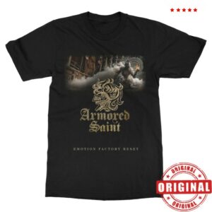 Indiemerchstore Merch Store Armored Saint Emotion Factory Reset Helmet Logo T-Shirt