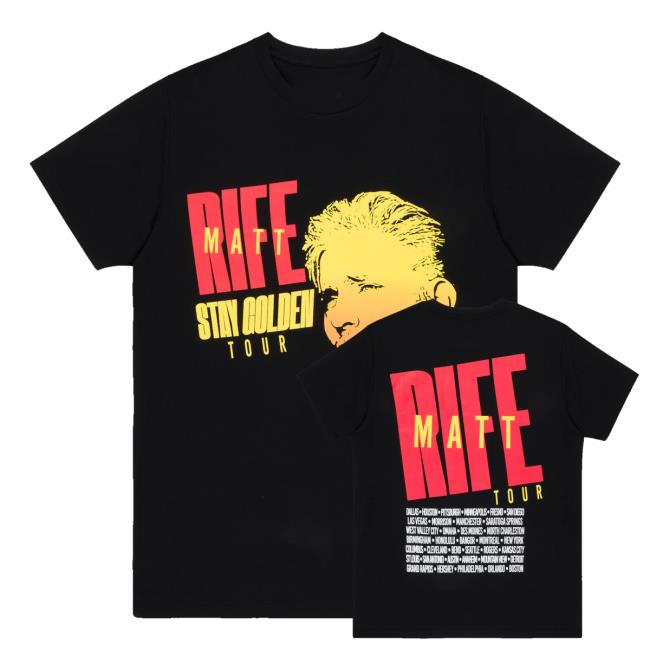 Matt Rife Merch Shop Stay Golden Tour Black T-Shirt 3 Matt Rife Merch Shop Stay Golden Tour Black T-Shirt