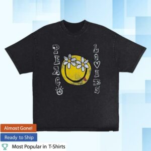 Popcorn Store Merch 2Nd Closet Peace Lovers Smiley Washed T-Shirt