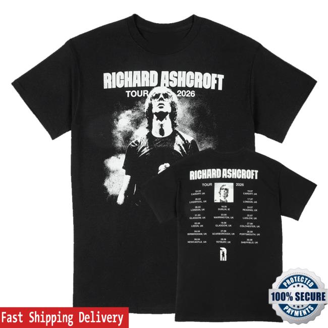 Richard Ashcroft Merch Shop Richard Ashcroft 2026 Tour Dateback T-Shirt 3 Richard Ashcroft Merch Shop Richard Ashcroft 2026 Tour Dateback T-Shirt