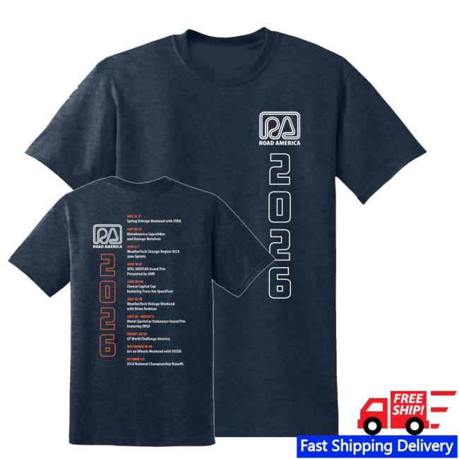 Road America Paddock Shop Merch 2026 Schedule Tee Shirt 3 Road America Paddock Shop Merch 2026 Schedule Tee