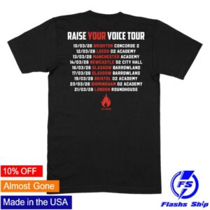 Stiff Little Fingers Merch Shop Raise Your Voice Black Tour T-Shirts