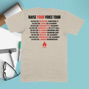 Stiff Little Fingers Merch Shop Raise Your Voice Ecru Tour T-Shirt
