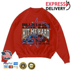 Billie Eilish Merch Shop Store Live In 3D Star Red Crewneck