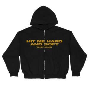 Billie Eilish Store Merch Hit Me Hard And Soft Live In 3D Hands Black Zip Hoodie