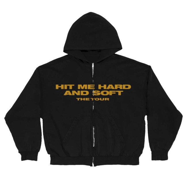 Billie Eilish Store Merch Hit Me Hard And Soft Live In 3D Hands Black Zip Hoodie