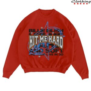 Billie Eilish Store Merch Live In 3D Star Red Crewneck
