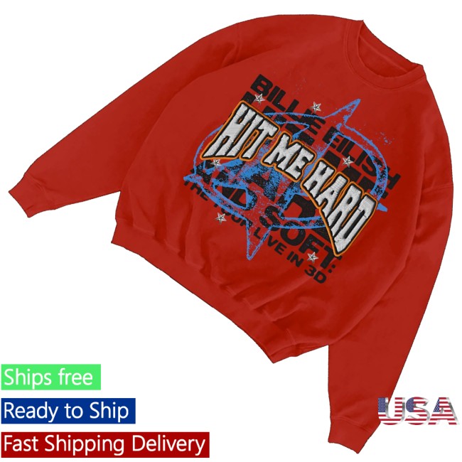 Billie Eilish Store Merch Live In 3D Star Red Crewneck