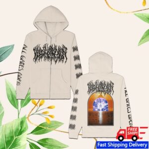 Blood Incantation Store Merch All Gates Open Back Cover Zip Up Hoodie