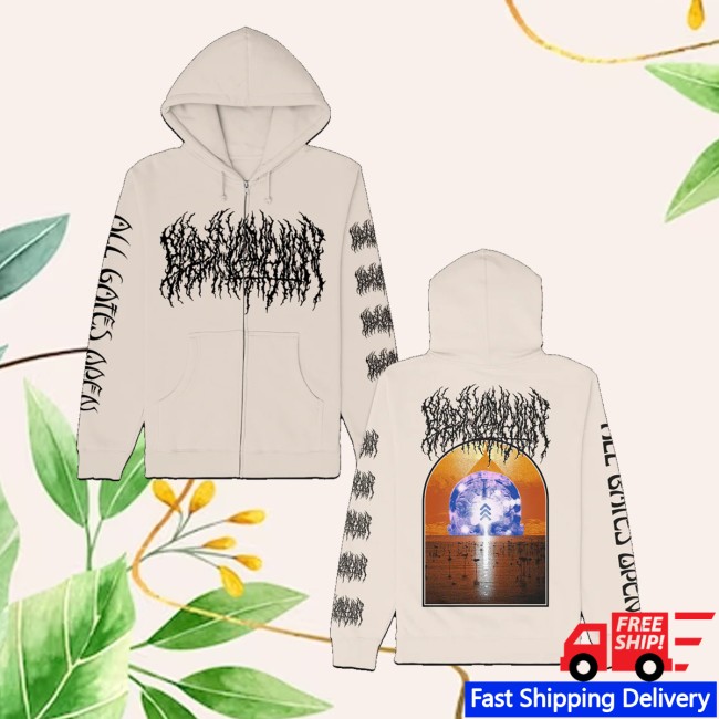 Blood Incantation Store Merch All Gates Open Back Cover Zip Up Hoodie